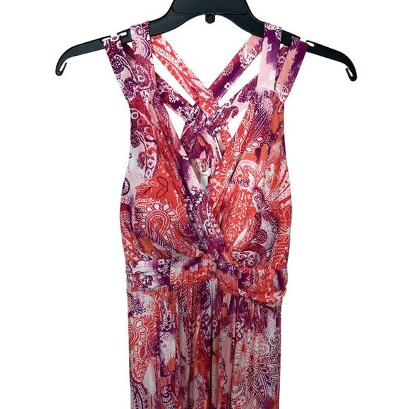 Soma Maxi Dress Crossback Straps Coral Purple Babydoll Y2K Size Large NWT - Picture 7 of 12